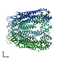 PDB entry 6ltn coloured by chain, front view.