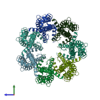 PDB entry 6ltn coloured by chain, side view.