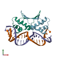 PDB entry 6lty coloured by chain, front view.