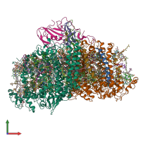 PDB entry 6lu1 coloured by chain, front view.