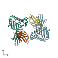 PDB entry 6lup coloured by chain, front view.