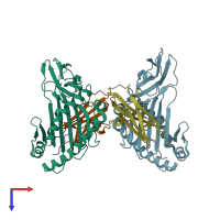 PDB entry 6lup coloured by chain, top view.