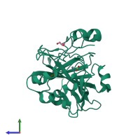 PDB entry 6luz coloured by chain, side view.