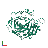 PDB entry 6lv5 coloured by chain, front view.