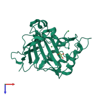 PDB entry 6lv5 coloured by chain, top view.