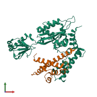 PDB entry 6lw4 coloured by chain, front view.