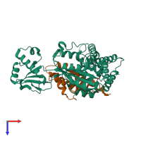 PDB entry 6lw4 coloured by chain, top view.