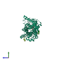 PDB entry 6lw5 coloured by chain, side view.