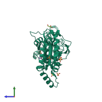 PDB entry 6lw8 coloured by chain, side view.