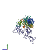 PDB entry 6lx3 coloured by chain, side view.