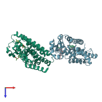 PDB entry 6lx4 coloured by chain, top view.