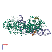 PDB entry 6lxd coloured by chain, top view.