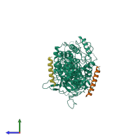 PDB entry 6lxe coloured by chain, side view.
