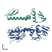 PDB entry 6lxm coloured by chain, front view.