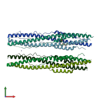 PDB entry 6lxt coloured by chain, front view.