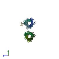 PDB 6lxt coloured by chain and viewed from the side.