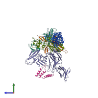 PDB entry 6lxw coloured by chain, side view.