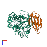 PDB entry 6lye coloured by chain, top view.