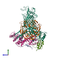 PDB entry 6lyu coloured by chain, side view.