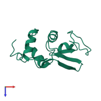 PDB entry 6lyz coloured by chain, top view.