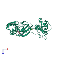 PDB entry 6lze coloured by chain, top view.