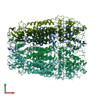 PDB entry 6m02 coloured by chain, front view.