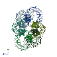 PDB entry 6m04 coloured by chain, side view.