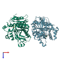 PDB entry 6m06 coloured by chain, top view.