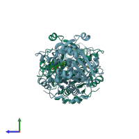 PDB entry 6m07 coloured by chain, side view.