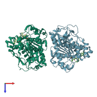 PDB entry 6m07 coloured by chain, top view.