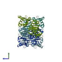 PDB entry 6m09 coloured by chain, side view.