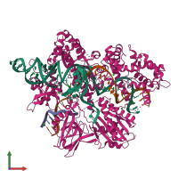PDB entry 6m0v coloured by chain, front view.