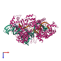 PDB entry 6m0v coloured by chain, top view.
