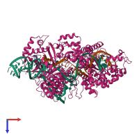 PDB entry 6m0w coloured by chain, top view.