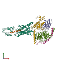 PDB entry 6m1i coloured by chain, front view.