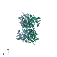 PDB entry 6m1y coloured by chain, side view.