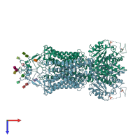 PDB entry 6m1y coloured by chain, top view.