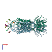 PDB entry 6m22 coloured by chain, top view.