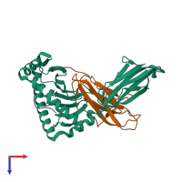 PDB entry 6m24 coloured by chain, top view.