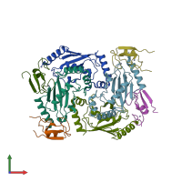 PDB entry 6m2c coloured by chain, front view.