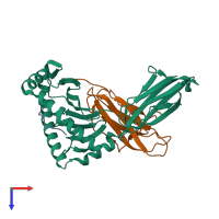 PDB entry 6m2j coloured by chain, top view.