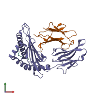 PDB entry 6m2k coloured by chain, front view.