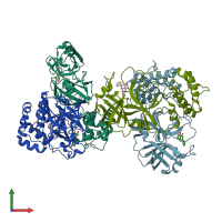 PDB entry 6m2n coloured by chain, front view.