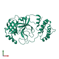 PDB entry 6m2q coloured by chain, front view.