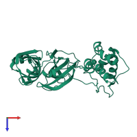 PDB entry 6m2q coloured by chain, top view.