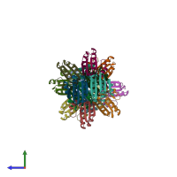 PDB entry 6m36 coloured by chain, side view.