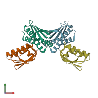 PDB entry 6m37 coloured by chain, front view.