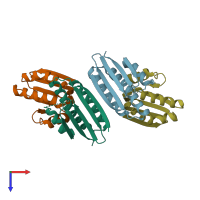 PDB entry 6m37 coloured by chain, top view.