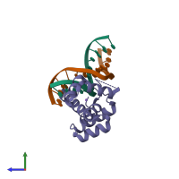 PDB entry 6m3d coloured by chain, side view.