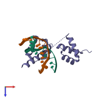 PDB entry 6m3d coloured by chain, top view.